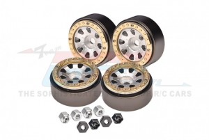 ALUMINUM 1-INCH 8 POLES BEADLOCK WHEEL RIMS SET TRAXXAS 1/18 4WD TRX4M / AXIAL 1/24 SCX24 Crawler - SILVER - TRX4MZSP1216-S