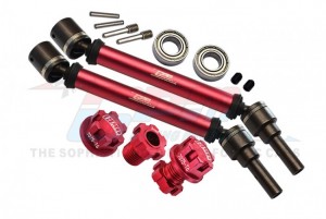 GPM TXMS143F/RSN ALU F / R ADJUSTABLE CVD DRIVE SHAFT WHEEL LOCK FOR 1/10 TRAXXAS 1/10 MAXX 89076-4 / MAXX W/WIDE 89086-4 MONSTER - RED - TXMS143F/RSN-R