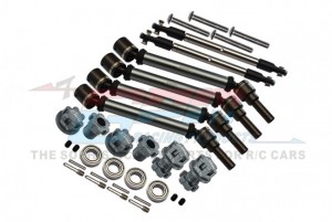 GPM TXMS143FRSN F / R CVD DRIVE SHAFT W/ HEX ADAPTER WHEEL LOCK FOR 1/10 TRAXXAS 1/10 MAXX 89076-4 / MAXX W/WIDE 89086-4 MONSTER - GUN SILVER - TXMS143FRSN-GS