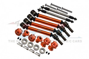 GPM TXMS143FRSN F / R CVD DRIVE SHAFT W/ HEX ADAPTER WHEEL LOCK FOR 1/10 TRAXXAS 1/10 MAXX 89076-4 / MAXX W/WIDE 89086-4 MONSTER - ORANGE - TXMS143FRSN-OR