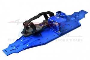 ALUMINUM 7075 CHASSIS PLATE W/ SERVO MOUNT BATTERY TRAY TRAXXAS RC 1/8 SLEDGE MONSTER 95076-4 - BLUE - SLE1612638B-B
