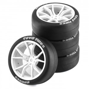 5 Spoke Rubber Type and Rim Set 12mm 1/10 Drift Touring TAMIYA RC Car D5 TT02 - WHITE - WH652601B/WI