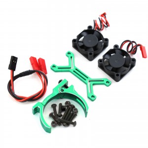 Aluminum HeatSink Dual Fan 40 - 42mm 4068 4074 4082 4268 4274 1/7 1/8 RC TRAXXAS Sledge ARRMA Kraton Outcast 6S BLX - GREEN - MHS4042/GR