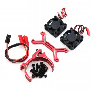 Aluminum HeatSink Dual Fan 40 - 42mm 4068 4074 4082 4268 4274 1/7 1/8 RC TRAXXAS Sledge ARRMA Kraton Outcast 6S BLX - RED - MHS4042/RE