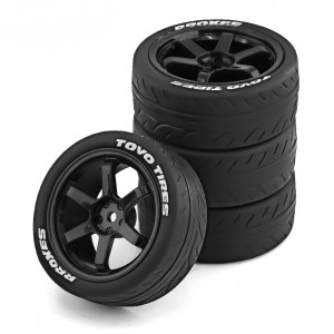 Rubber Tire And Wheel Set 68 x 27mm 12mm Hex For TAMIYA TT02 XV01 1/10 Rally Truck - WH6827/BK