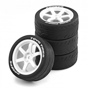 Rubber Tire And Wheel Set 68 x 27mm 12mm Hex For TAMIYA TT02 XV01 1/10 Rally Truck - WHITE - WH6827/WI