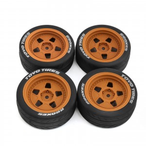 Rubber Tire And Wheel Set Type B 68 x 27mm 12mm Hex For TAMIYA TT02 XV01 1/10 Rally Truck - WH6827/BR