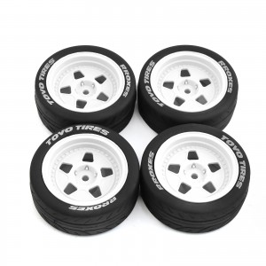 Rubber Tire And Wheel Set Type B 68 x 27mm 12mm Hex For TAMIYA TT02 XV01 1/10 Rally Truck - WHITE - WH6827/WI