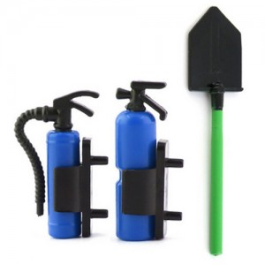 Decoration Crawler Accessories Extinguisher Shovel Set For RC 1/8 1/10 RC Axial Racing SCX10 / TRAXXAS TRX-4 Crawler Car - BLUE - DC02/B