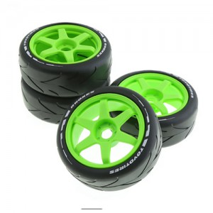 Rubber Tire and Rim Set 105 x 40mm 17mm Hex For 1/8 RC Arrma Kyosho Losi Truck - WH10540/GR