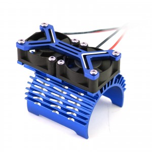 Aluminum Dual Motor Heatsink Cooling Fan Mount 4068 4074 4082 4268 4274 40 - 42mm For 1/7 1/8 ARRMA TRAXXAS Car - BLUE - MHS4042B/BU