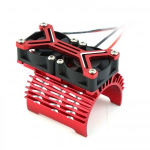Aluminum Dual Motor Heatsink Cooling Fan Mount 4068 4074 4082 4268 4274 40 - 42mm For 1/7 1/8 ARRMA TRAXXAS Car - RED - MHS4042B/RE