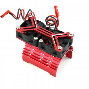 Aluminum Dual Motor Heatsink Cooling Fan Mount 540 550 3650 3660 3670 36mm For 1/10 AXIAL SCX10 TRAXXAS TRX-4 TAMIYA TT02 - RED - MHS36B/RE