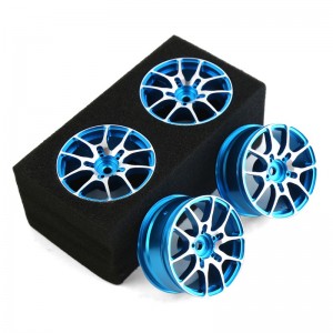 Aluminum 5 Spoke Wheel Rim Set 52 x 26mm 12mm Hex For 1/10 TAMIYA YOKOMO Drift Car - BLUE - WH5226A-BU