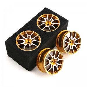 Aluminum 5 Spoke Wheel Rim Set 52 x 26mm 12mm Hex For 1/10 TAMIYA YOKOMO Drift Car - GOLD - WH5226A-GO