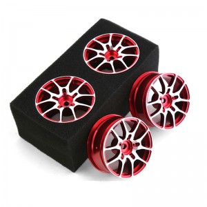 Aluminum 5 Spoke Wheel Rim Set 52 x 26mm 12mm Hex For 1/10 TAMIYA YOKOMO Drift Car - RED - WH5226A-RE