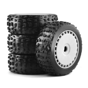 Offroad Tire & Rim Set 17mm Hex 116 x 43mm For 1/8 RC ARRMA TYPHON 3S 6S KYOSHO MP10 Buggy - WHITE - WH11643B/WI