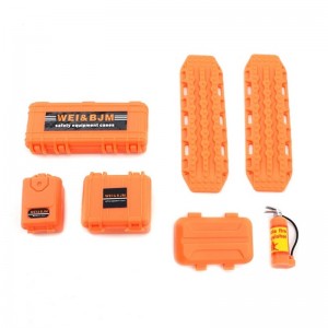 Decroation Parts Storage Box Sand Ladder Tools Box Fire Extinguisher For 1/18 1/24 RC Axial Racing SCX24 / Traxxas TRX-4M Crawler - ORANGE - DS-04/OR