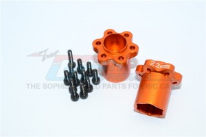 ALUMINIUM 2.2 WHEEL HUB ADAPTERS  (22MM THICKNESS) AXIAL YETI ROCK RACER - Orange - YT022C-OR