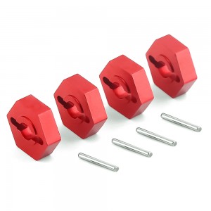 Aluminum 12mm x 4mm Wheel Hex Adapter 7154 7154X TRAXXAS 1/16 E-REVO VXL SLASH SUMMIT - RED - TRX-7154X/RE