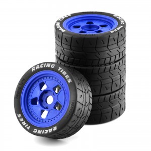 Rubber Tire And Rim Set 17mm Hex 100x43mm For ARRMA 1/7 Infraction Felony Limitless 6S BLX - BLUE - WH1710043/BU
