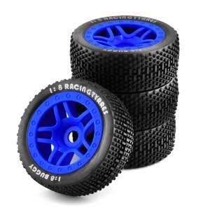 Rubber Tire And Rim Set 17mm Hex 113x43mm For KYOSHO MP10 TEAM LOSI HPI RACING Buggy - BLUE - WH1711343/BU