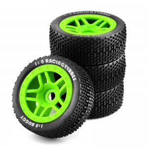 Rubber Tire And Rim Set 17mm Hex 113x43mm For KYOSHO MP10 TEAM LOSI HPI RACING Buggy - WH1711343/GR