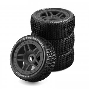 Rubber Tire And Rim Set 17mm Hex 110x45mm For KYOSHO MP10 TEAM LOSI HPI RACING Buggy - WH1711045/BK