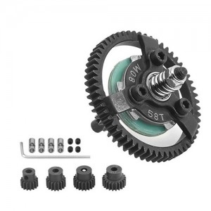 Steel Spur Gear Slipper Clutch M0.8 50 / 52 / 54 / 56 / 58 / 60T W/  Pinion Gear Set For TRAXXAS SLASH VXL BANDIT RUSLTER STAMPEDE - 58T W/ PINION GEAR - TRX-0858TAPG