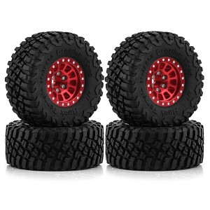 Rubber Tire And Aluminum Rim Set Type E 1 Inch 57 x 25mm For 1/18 TRAXXAS TRX-4M / 1/24 AXIAL RACING SCX24 Crawler - TR5725E/RE