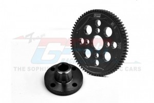 GPM XV23570TS CARBON STEEL HIGH SPEED M0.6 MODULE SPUR GEAR 70T SPUR GEAR HOLDER 51694 22053 TAMIYA 1/10 4WD XV-02 PRO CHASSIS CAR 58707 - XV23570TS-BK