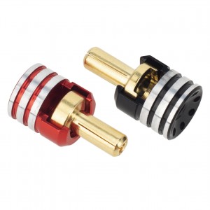 Aluminum Brass Heatsink Banana Bullet & Grips Plug 3.5mm / 4mm / 5mm 1pair - RS-BP35