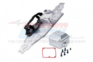 GPM SLE1612638C ALUMINUM 7075-T6 CHASSIS PLATE WITH SERVO MOUNT BATTERY COMPARTMENT MOTOR BASE FOR TRAXXAS 1/8 4WD SLEDGE MONSTER 95076-4 - SILVER - SLE1612638C-S