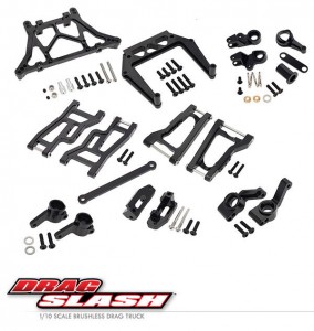 FULL COMBO ALUMINIUM UPGRADE PARTS SET FOR TRAXXAS 1/10 C10 DRAG SLASH 94076-4 - BLACK - COMBO-DS/BK