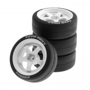 Hard Drift Tire And Rim Set 65 x 22mm 12mm Hex For 1/10 Tamiya TT-01 TT-02D Drift Touring Car - WH-22/BK