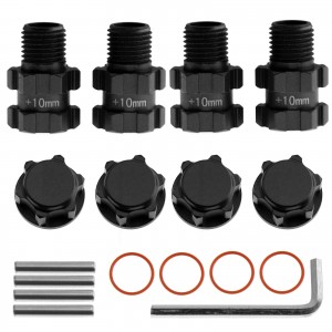 Aluminium Wheel Hex Adapter Convertor 14 to 17mm + 10mm Offset AR310779 For ARRMA 1/10 BIG ROCK GRANITE SENTON VORTEKS - BLACK - RS-AR310779+10/BK