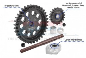 40Cr CARBON STEEL M1.5 SPUR GEAR 33T  MOTOR GEAR 18T FOR TRAXXAS TRAXXAS 1/5 X-MAXX 6S / 1/6 XRT 8S MONSTER - TXM1833TS-BK
