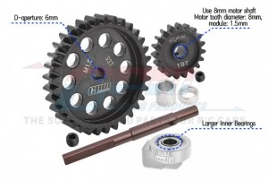 40Cr CARBON STEEL M1.5 SPUR GEAR 33T  MOTOR GEAR 19T FOR TRAXXAS TRAXXAS 1/5 X-MAXX 6S / 1/6 XRT 8S MONSTER - TXM1933TS-BK