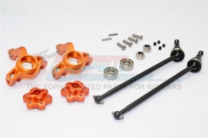GPM YT102195S ALUMINIUM FRONT KNUCKLE ARM WITH HEX  ADAPTERS & STEEL FRONT CVD DRIVE SHAFT AXIAL YETI ROCK RACER - Orange - YT102195S-OR