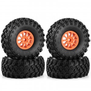 2.2 Inch Rubbr Tire And Rim Set 136mm x 55mm 12mm Hex For 1/10 RC CRAWLER TRAXXAS TRX-4 AXIAL SCX10-III - ORANGE - WH13655/OR