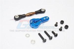 SPRING STEEL ANTI-THREAD TIE ROD WITH  ALUMINIUM SERVO HORN FOR 24T AXIAL YETI ROCK RACER - Blue - YT16024-B