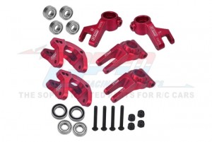 GPM MGO192122 ALUMINUM 7075 FRONT C HUBS & FRONT STEERING BLOCK & REAR HUB ARA330818 ARA340189 FOR ARRMA 1/10 GORGON ARA3230S - RED - MGO192122-R