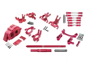 COMBO ALU MOTOR MOUNT F STEERING SAVER R HUB TIE ROD CENTRE SHAFT SET 1/8 ARRMA MOJAVE 8S - RED - COMBO-MOJAVE/R