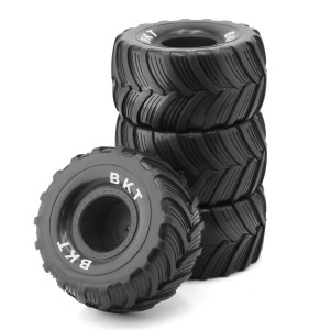 Rubber Tire & Rim Set 100 x 52mm 12mm Hex For 1/12 1/16 1/18 FOR LOSI MIN LMT MONSTER - BLACK - WH1005212/BK