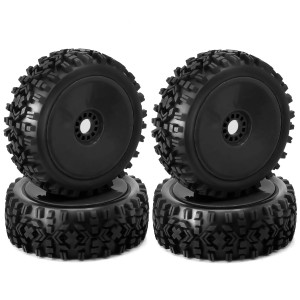 Offroad Rubber Tire & Rim Set Dish Type 17mm Hex For 1/8 1/10 KYOSHO MP10 ARRMA TYPHON BUGGY Truck - TY1188543/BK