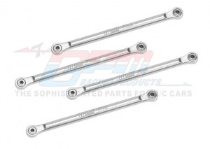 GPM Aluminum 7075 Lower 4-Link Bar Set LOS214045 For LOSI 1/18 Mini LMT Monster LOS01026 - SILVER - LMTM014FR-S
