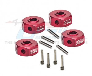 GPM LMTM010 Aluminum 7075 Hex Adapters 12mm LOS212050 For LOSI 1/18 Mini LMT Monster LOS01026 - RED - LMTM010-R