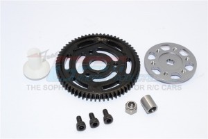 ALUMINIUM SPUR GEAR ADAPTER + STEEL  SPUR GEAR 32 PITCH 64T AXIAL YETI ROCK RACER - Gun silver - YT1664T-GS