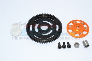 ALUMINIUM SPUR GEAR ADAPTER + STEEL  SPUR GEAR 32 PITCH 64T AXIAL YETI ROCK RACER - Orange - YT1664T-OR