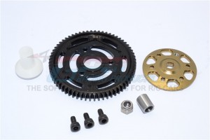 ALUMINIUM SPUR GEAR ADAPTER + STEEL  SPUR GEAR 32 PITCH 64T AXIAL YETI ROCK RACER - YT1664T-TIT